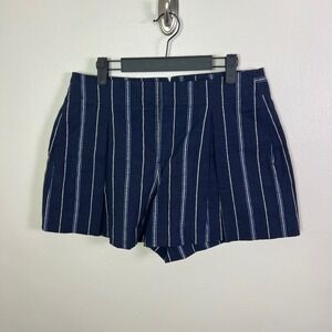 Gap Womens Size 8 Navy Blue Striped Pleated Wide-Leg Shorts